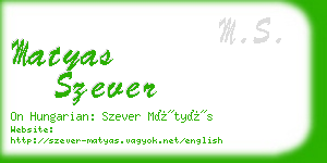 matyas szever business card